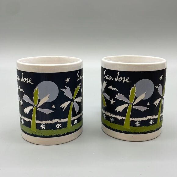 2 San Jose Palm Tree Coffee Tea Mugs Souvenir - Picture 5 of 9